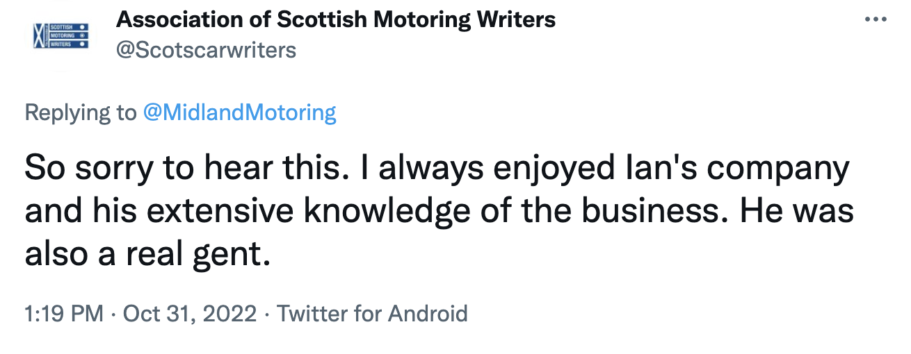 Scottish Motoring Writers on Twitter