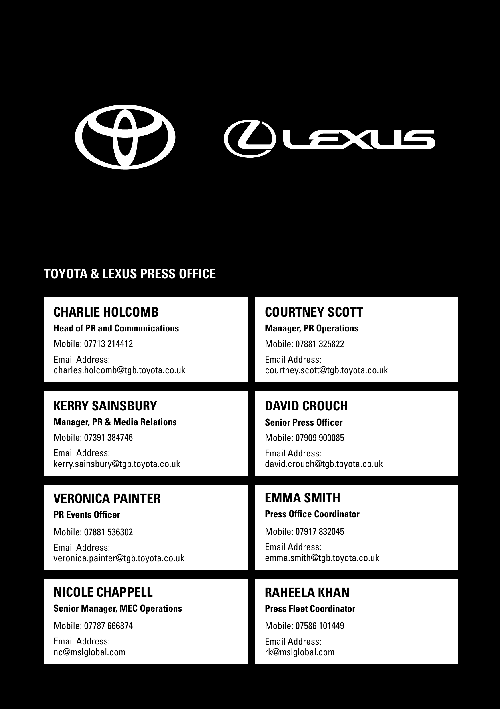 Toyota and Lexus press office